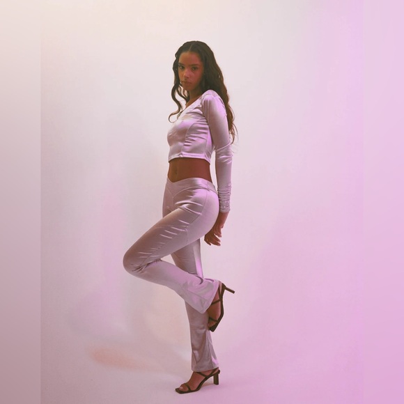 Danielle Laraque Stella Stretch Low Rise Pants + Long Sleeve Top Set BNWT Small - Picture 2 of 16